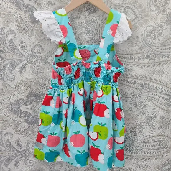 Eleanor Rose Back to School top Size 7-8 kids kidcore whimsy apple print resort - Picture 2 of 5